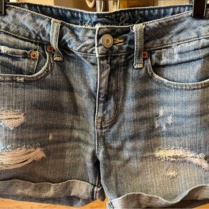 American Eagle Outfitters Cut-Off Short Women's Size 4 Blue Denim Distressed